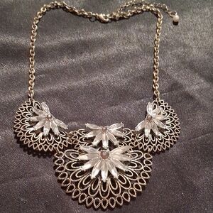 Premier Designs Silver and Gold Floral Necklace